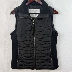 Calvin Klein Performance Womens Black Quilted Puffer Vest Ribbed Sides Medium
